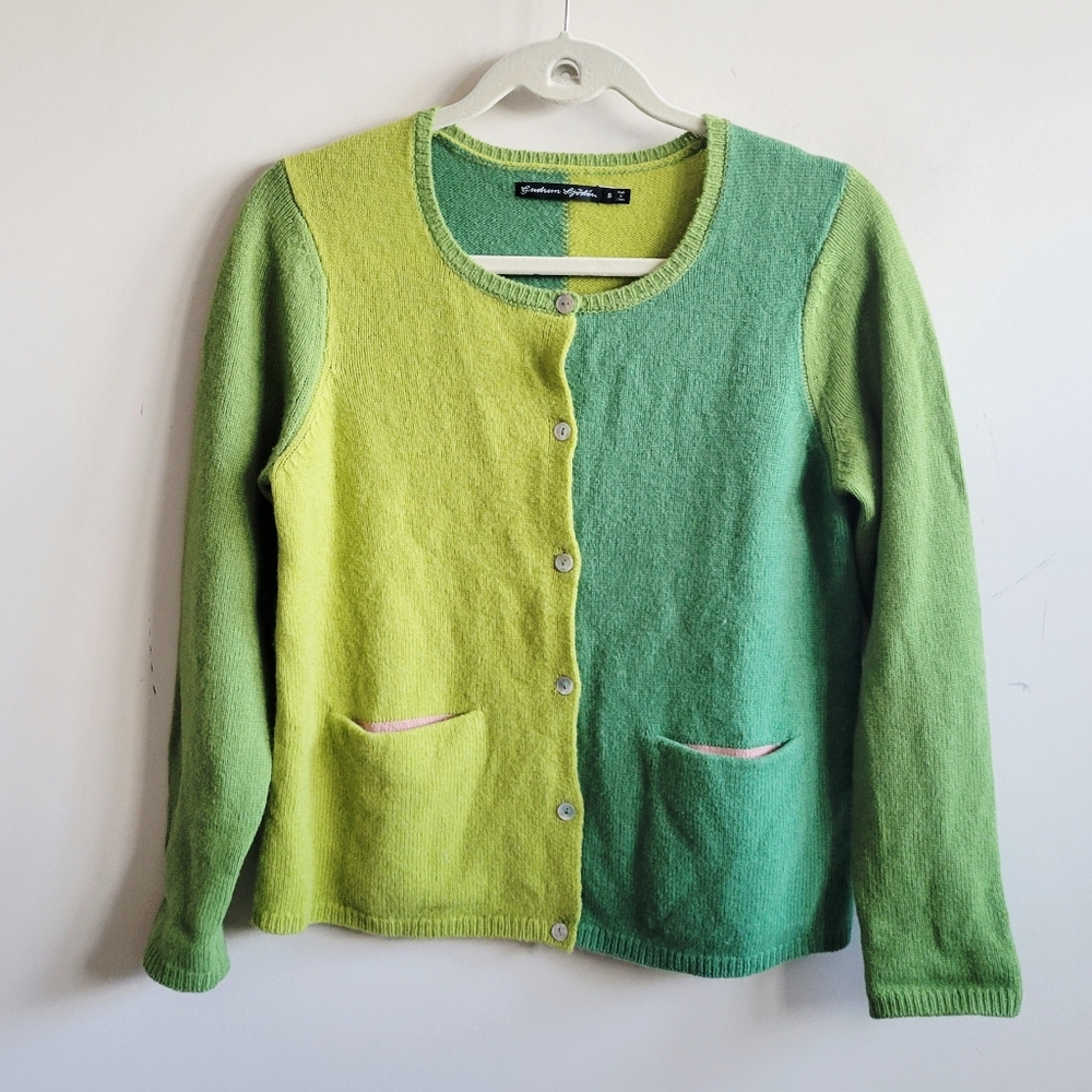 Gudrun Sjoden Wool Green Patchwork Scandinavian S… - image 1